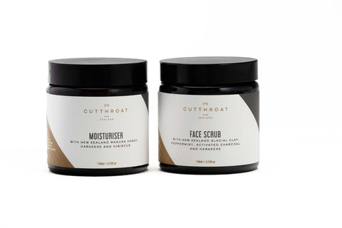 peppermint charcoal face scrub exfoliator and moisturiser skin set